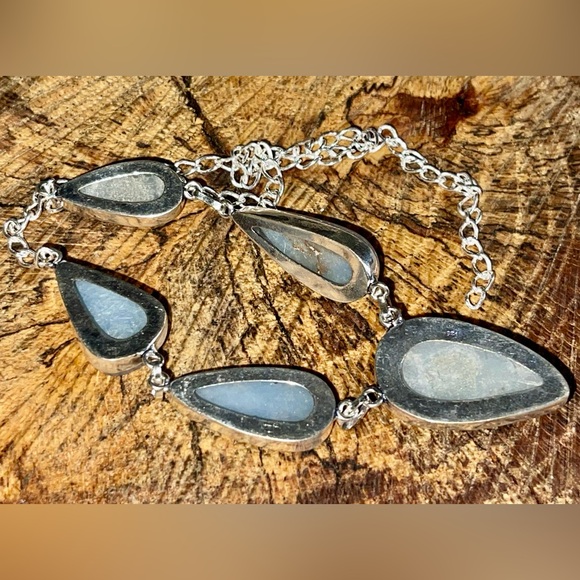 Blue Smooth Anhydrite Angelite Necklace 15”-16” - Picture 9 of 13